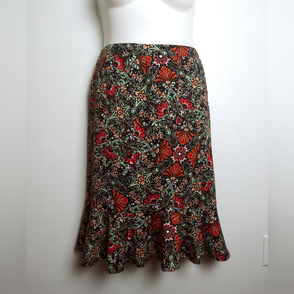 Fishtail Ketchup Skirt Hem Ruffle Women's Size M Abstract Paisley Sportswear